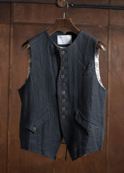 Professor.E 0222 /VEST 25SS-FM-VST-01-FRAYED BLACK