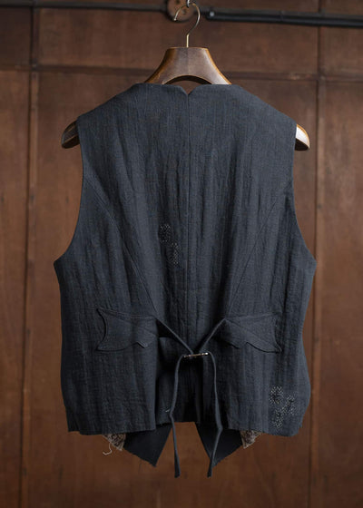 Professor.E 0222 /VEST 25SS-FM-VST-01-FRAYED BLACK