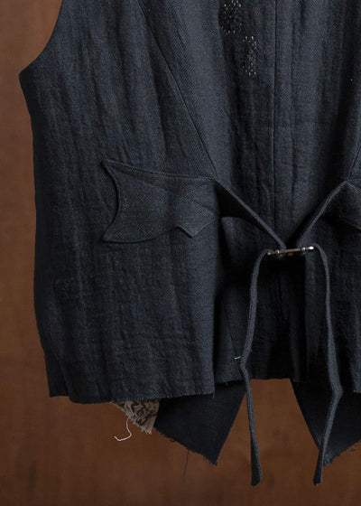 Professor.E 0222 /VEST 25SS-FM-VST-01-FRAYED BLACK