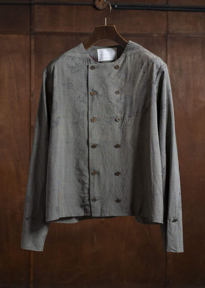 Professor.E DOUBLE-BREASTED COLLARLESS SHIRT 25SS-FM-LSH-01-TAINTED CHECK