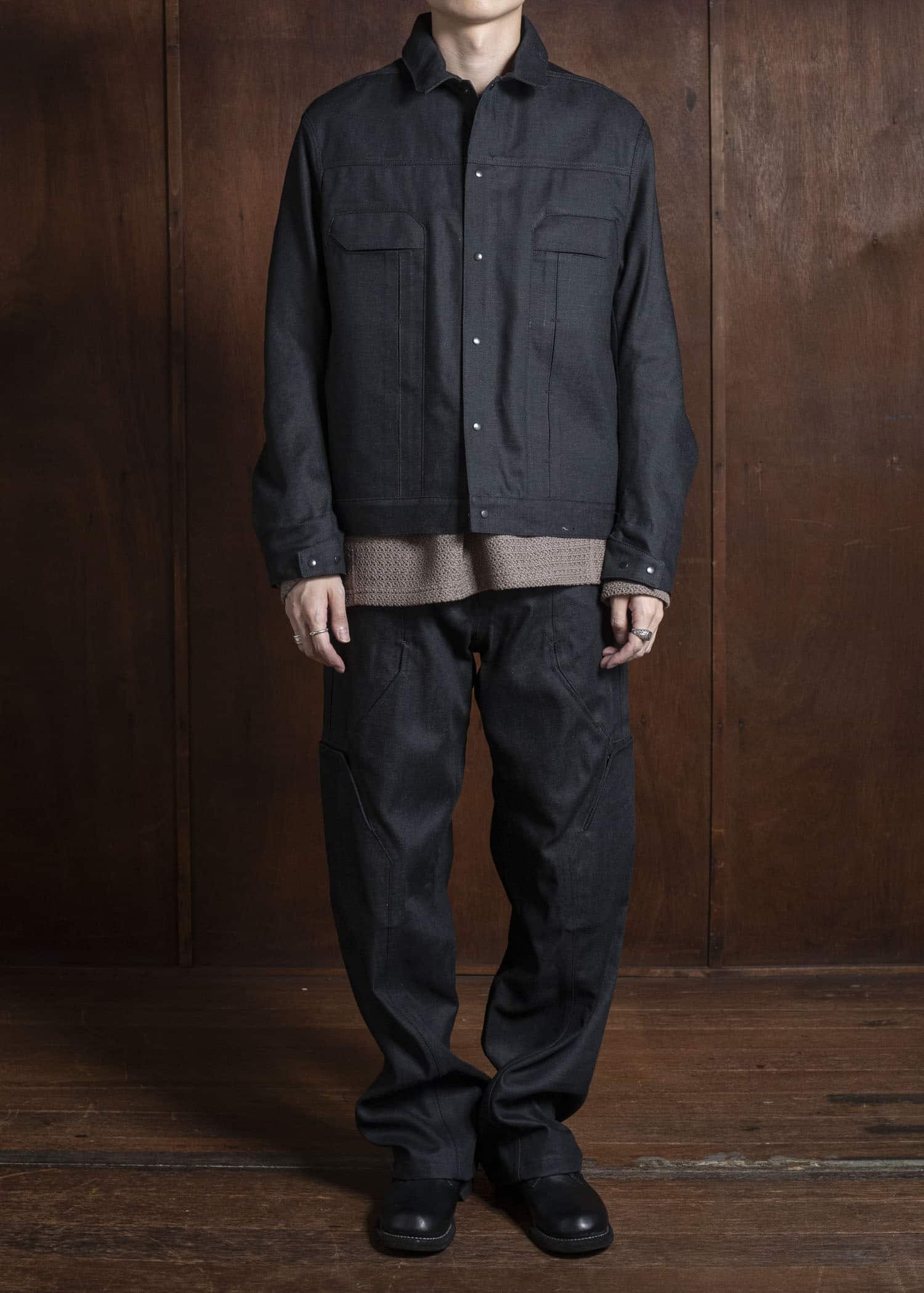 OPPOSE DUALITY OD0001DJK-25AW 6 Pocket Panel Denim JKT Raw Black Gray