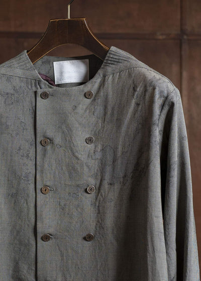 Professor.E DOUBLE-BREASTED COLLARLESS SHIRT 25SS-FM-LSH-01-TAINTED CHECK