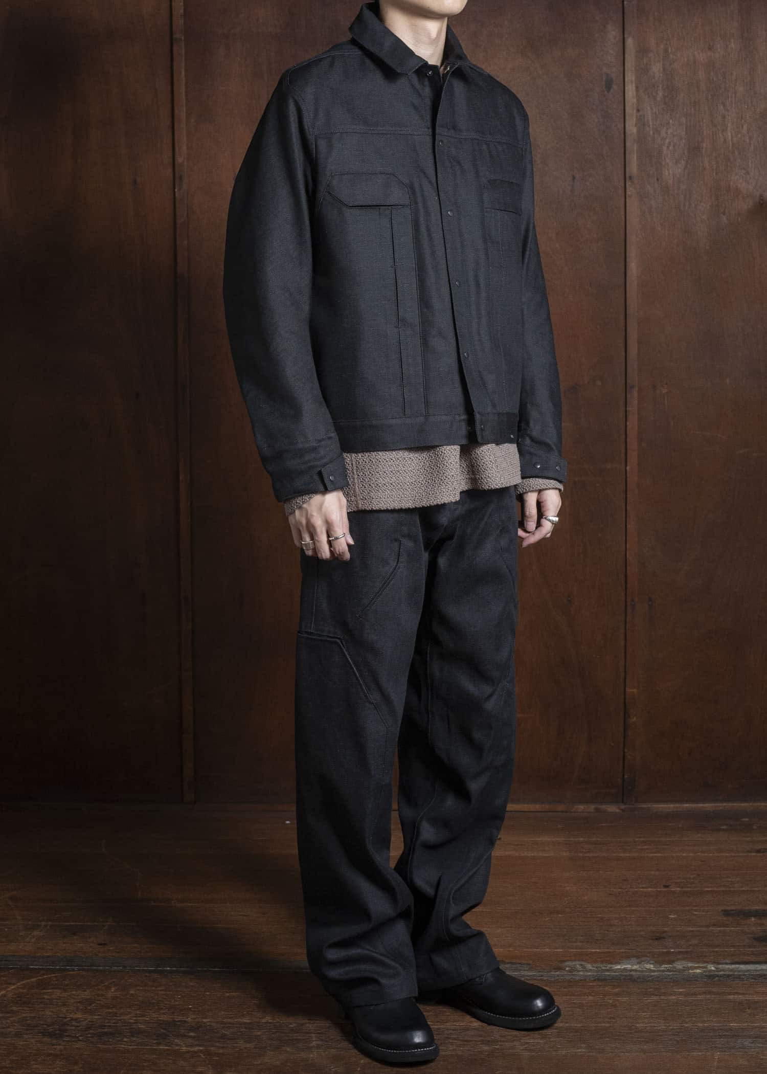 OPPOSE DUALITY OD0001DJK-25AW 6 Pocket Panel Denim JKT Raw Black Gray