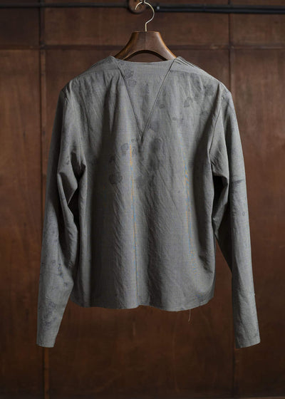 Professor.E DOUBLE-BREASTED COLLARLESS SHIRT 25SS-FM-LSH-01-TAINTED CHECK