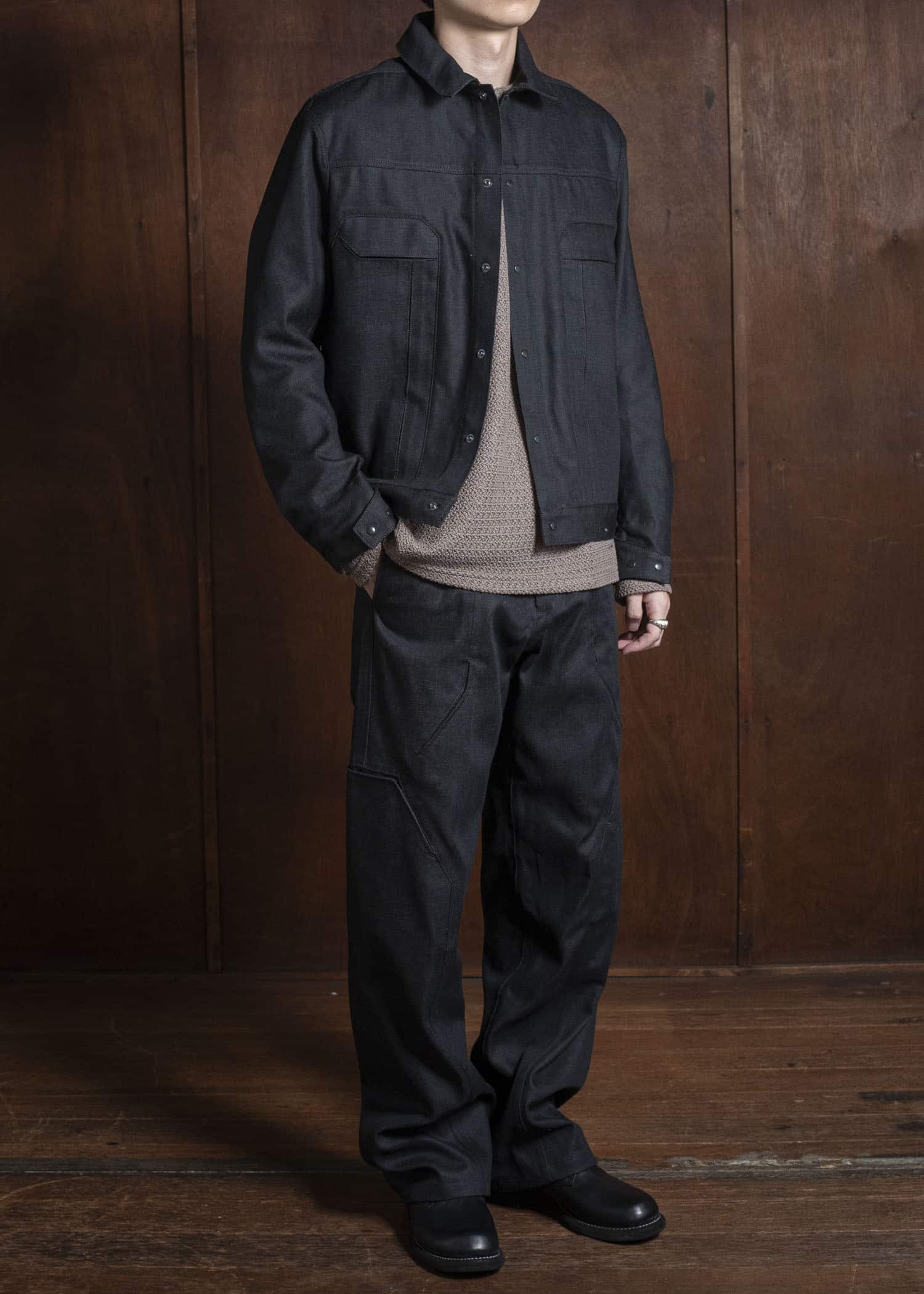 OPPOSE DUALITY OD0001DJK-25AW 6 Pocket Panel Denim JKT Raw Black Gray
