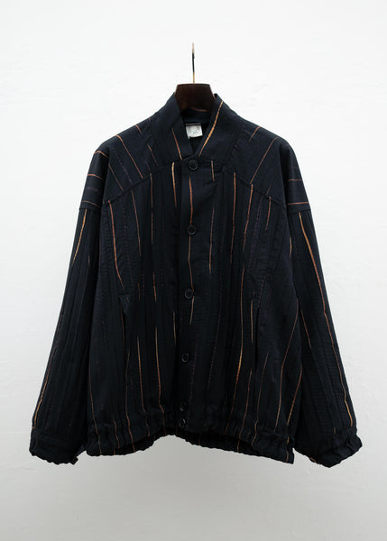 JAN-JAN VAN ESSCHE "JACKET#53" LOOSE FIT BOMBER STYLE JACKET BLACK FLAME SHIBORI