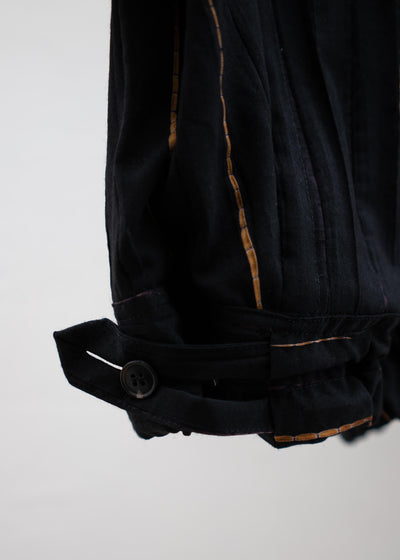 JAN-JAN VAN ESSCHE "JACKET#53" LOOSE FIT BOMBER STYLE JACKET BLACK FLAME SHIBORI