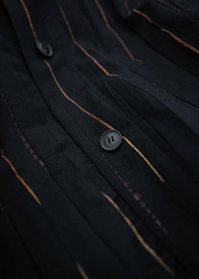 JAN-JAN VAN ESSCHE "JACKET#53" LOOSE FIT BOMBER STYLE JACKET BLACK FLAME SHIBORI