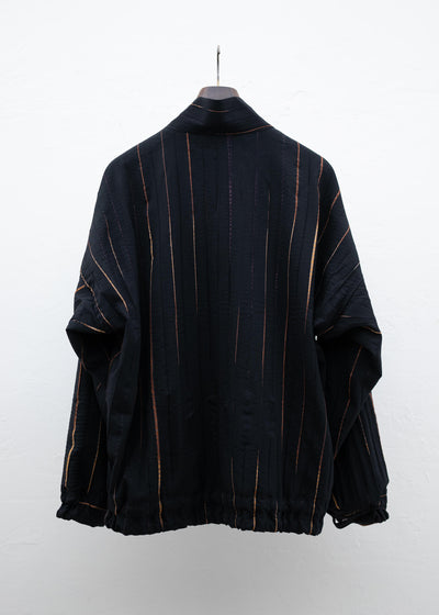 JAN-JAN VAN ESSCHE "JACKET#53" LOOSE FIT BOMBER STYLE JACKET BLACK FLAME SHIBORI