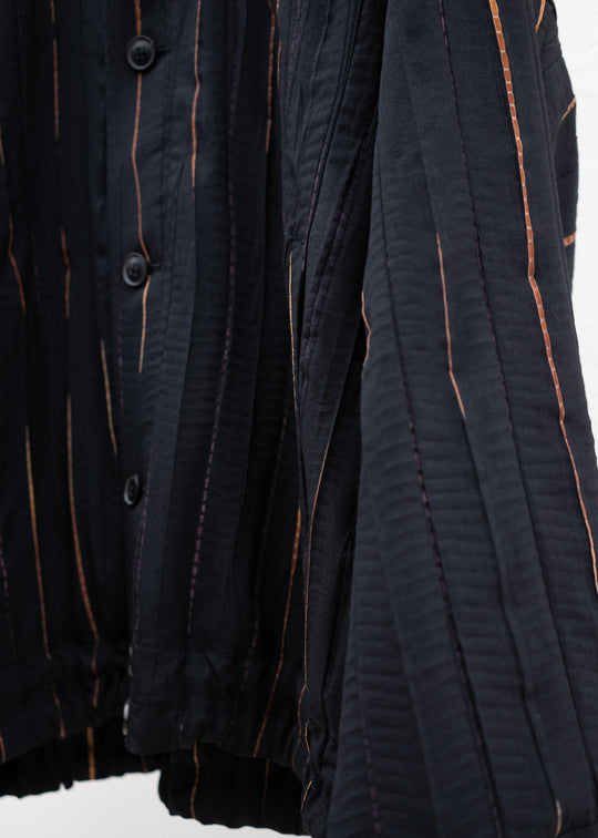 JAN-JAN VAN ESSCHE "JACKET#53" LOOSE FIT BOMBER STYLE JACKET BLACK FLAME SHIBORI