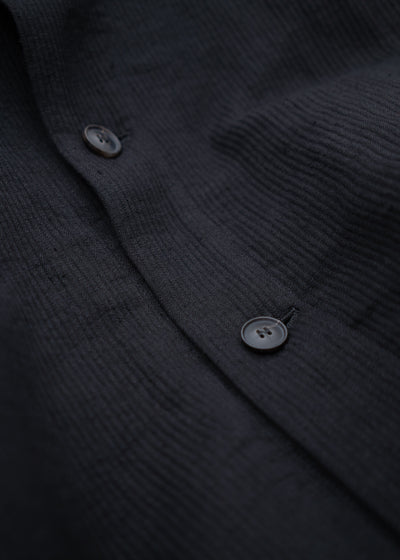 JAN-JAN VAN ESSCHE "JACKET#53" LOOSE FIT BOMBER STYLE JACKET BLACK RIDGED LINEN