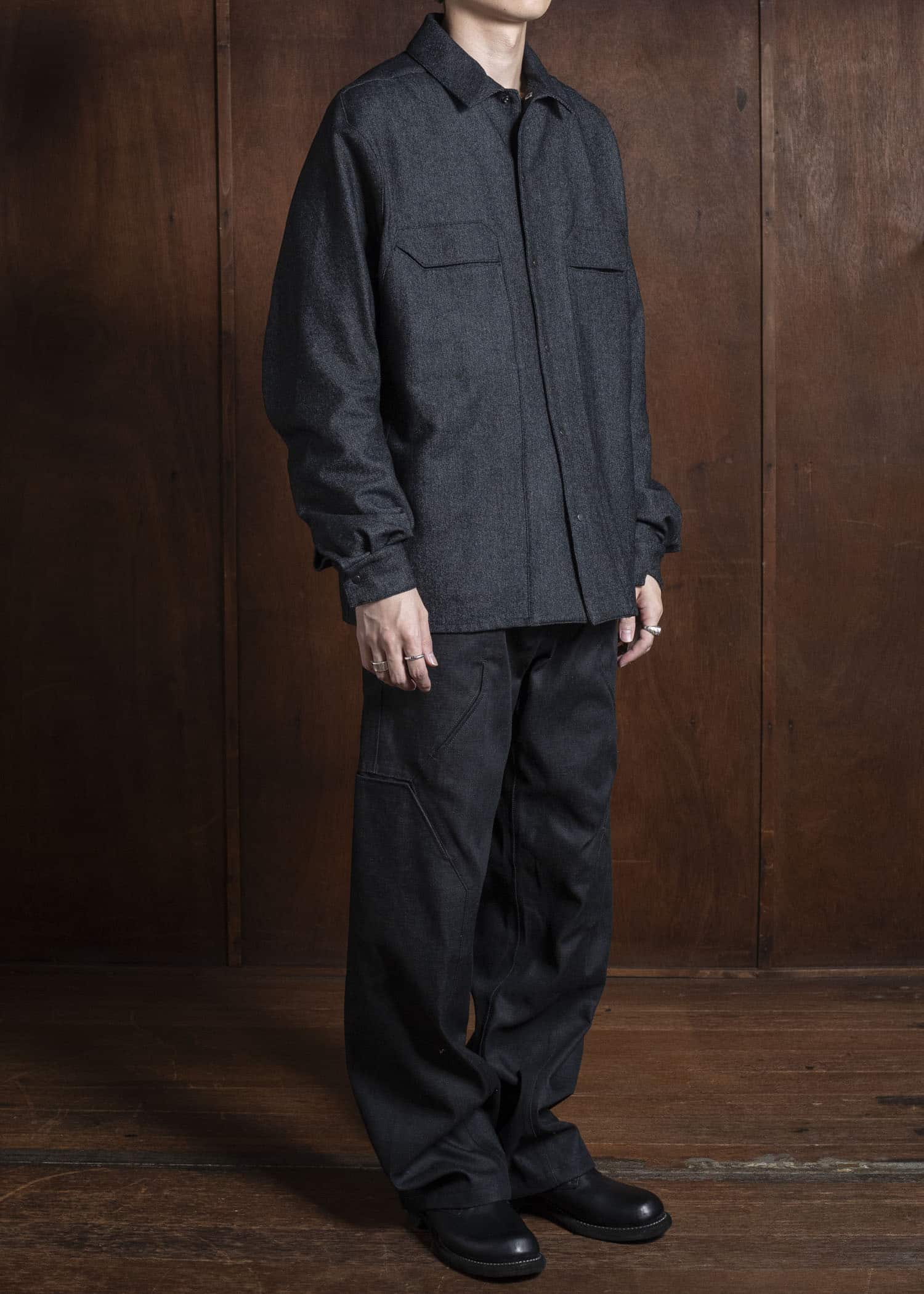OPPOSE DUALITY OD2002SHT-25AW Panel Shirts Wool Black