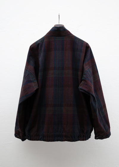JAN-JAN VAN ESSCHE "JACKET#53" LOOSE FIT BOMBER STYLE JACKET DUSK CHECK CANVAS
