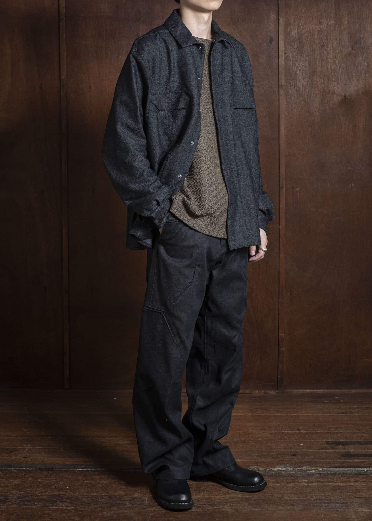 OPPOSE DUALITY OD2002SHT-25AW Panel Shirts Wool Black