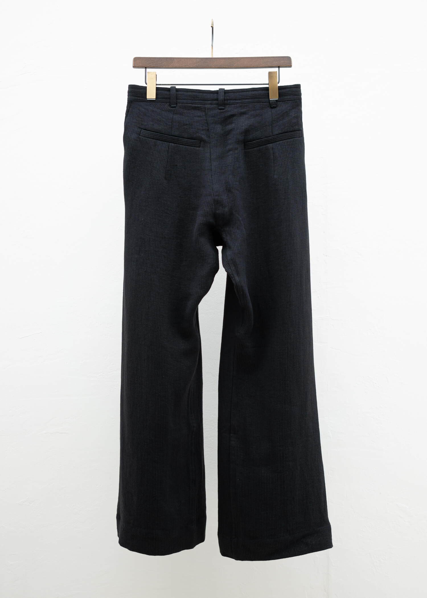 JAN-JAN VAN ESSCHE "TROUSERS#76" EXTRA WIDE PLEATED TROUSERS BLACK RIDGED LINEN