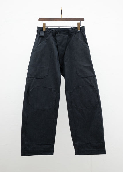 JAN-JAN VAN ESSCHE "TROUSERS#75" WORKWEAR STYLE TROUSERS ANTHRACITE FINE COTTON DENIM