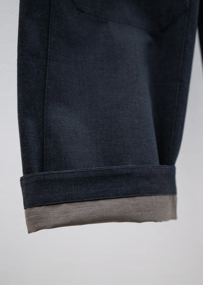 JAN-JAN VAN ESSCHE "TROUSERS#75" WORKWEAR STYLE TROUSERS ANTHRACITE FINE COTTON DENIM