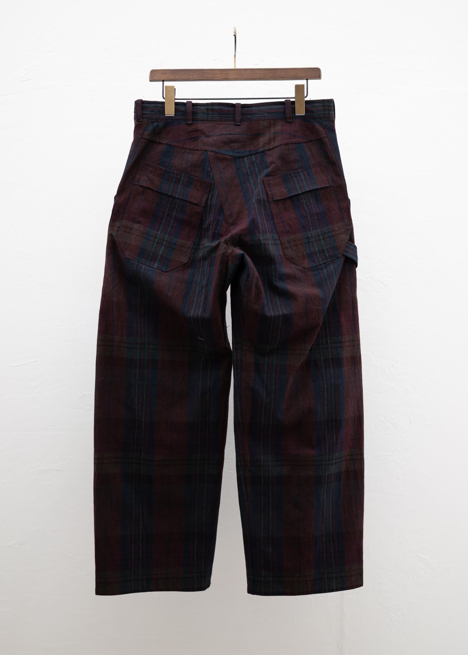 JAN-JAN VAN ESSCHE "TROUSERS#75" WORKWEAR STYLE TROUSERS DUSK CHECK CANVAS