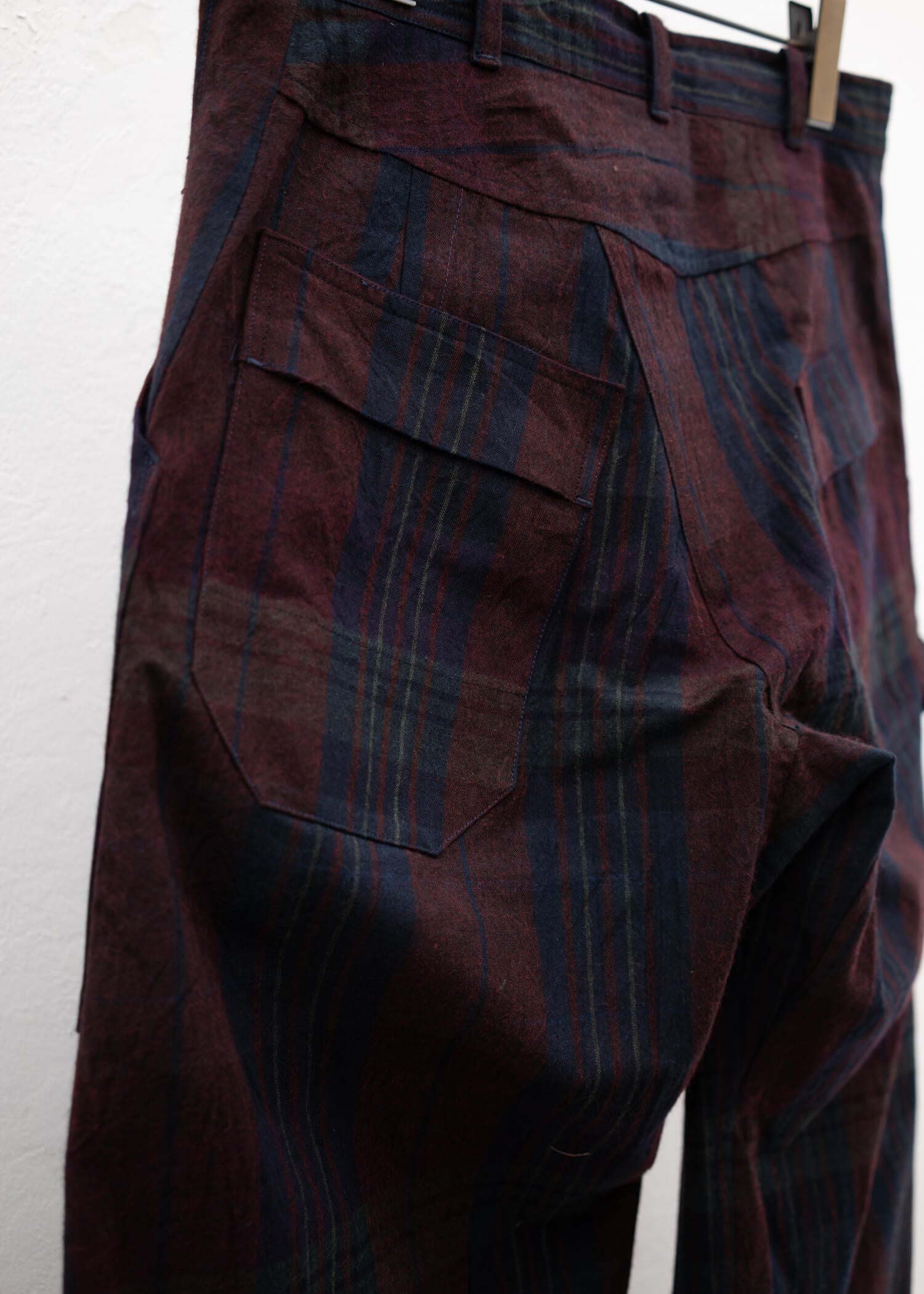 JAN-JAN VAN ESSCHE "TROUSERS#75" WORKWEAR STYLE TROUSERS DUSK CHECK CANVAS