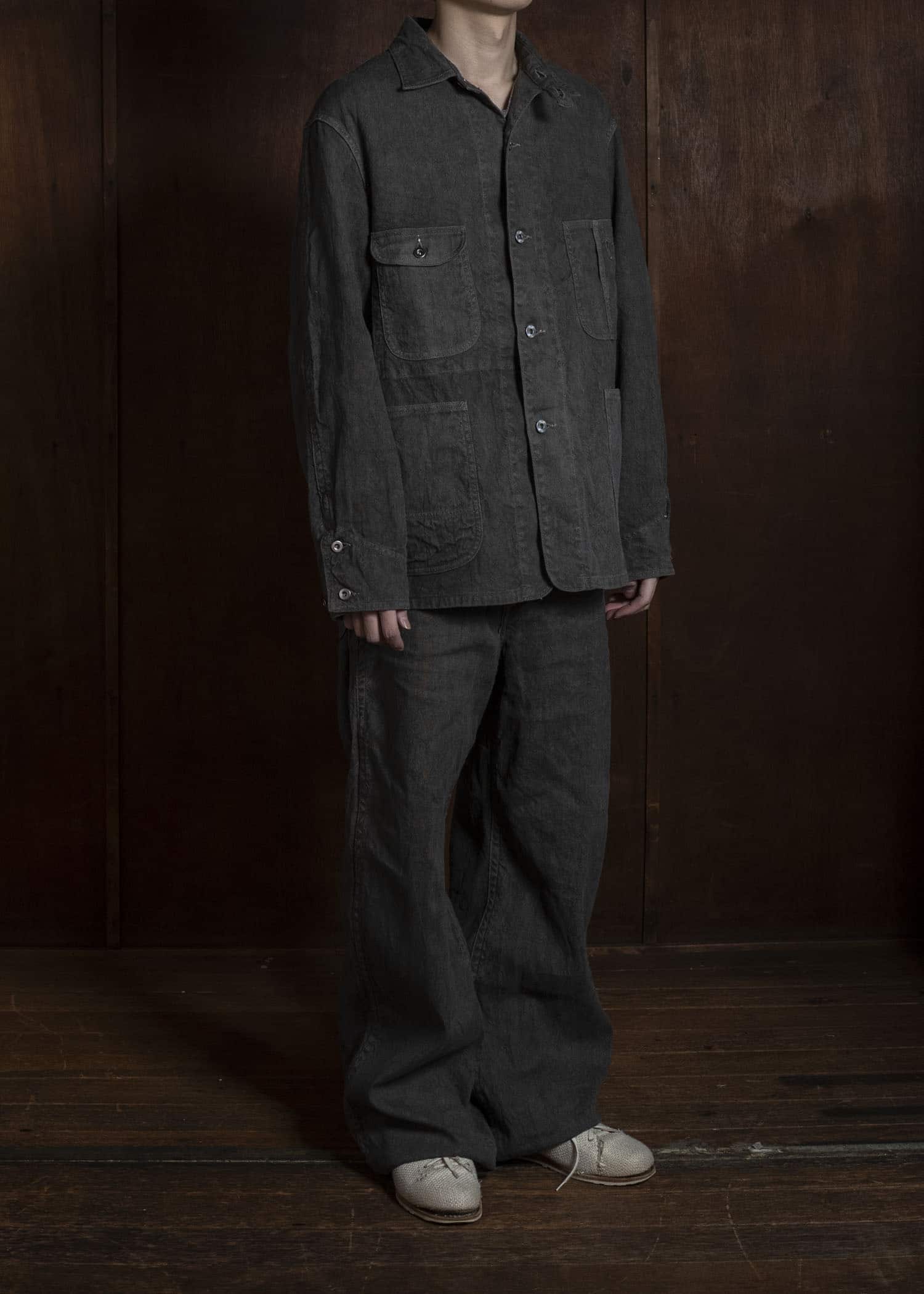 Taiga Takahashi Lot.328-Sumi Coverall Jacket with Chinstrap Sumi