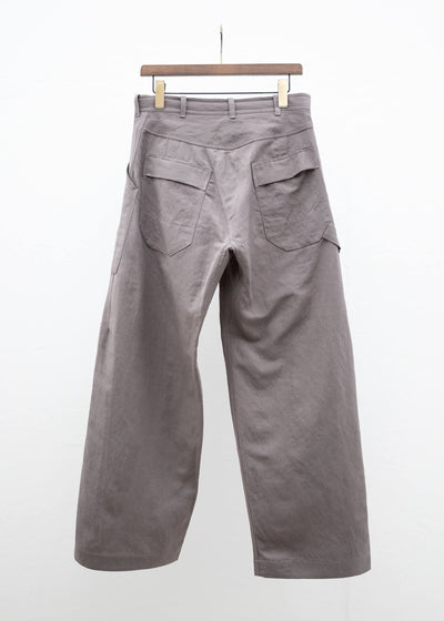 JAN-JAN VAN ESSCHE "TROUSERS#75" WORKWEAR STYLE TROUSERS DOVE WOOL LINEN TWILL