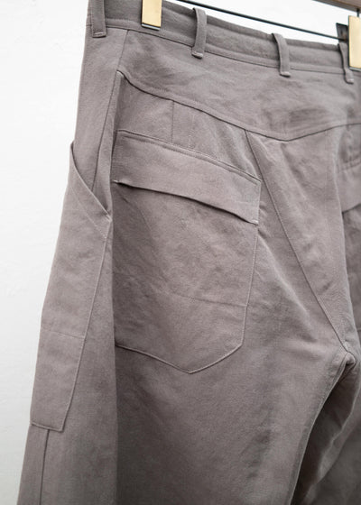 JAN-JAN VAN ESSCHE "TROUSERS#75" WORKWEAR STYLE TROUSERS DOVE WOOL LINEN TWILL