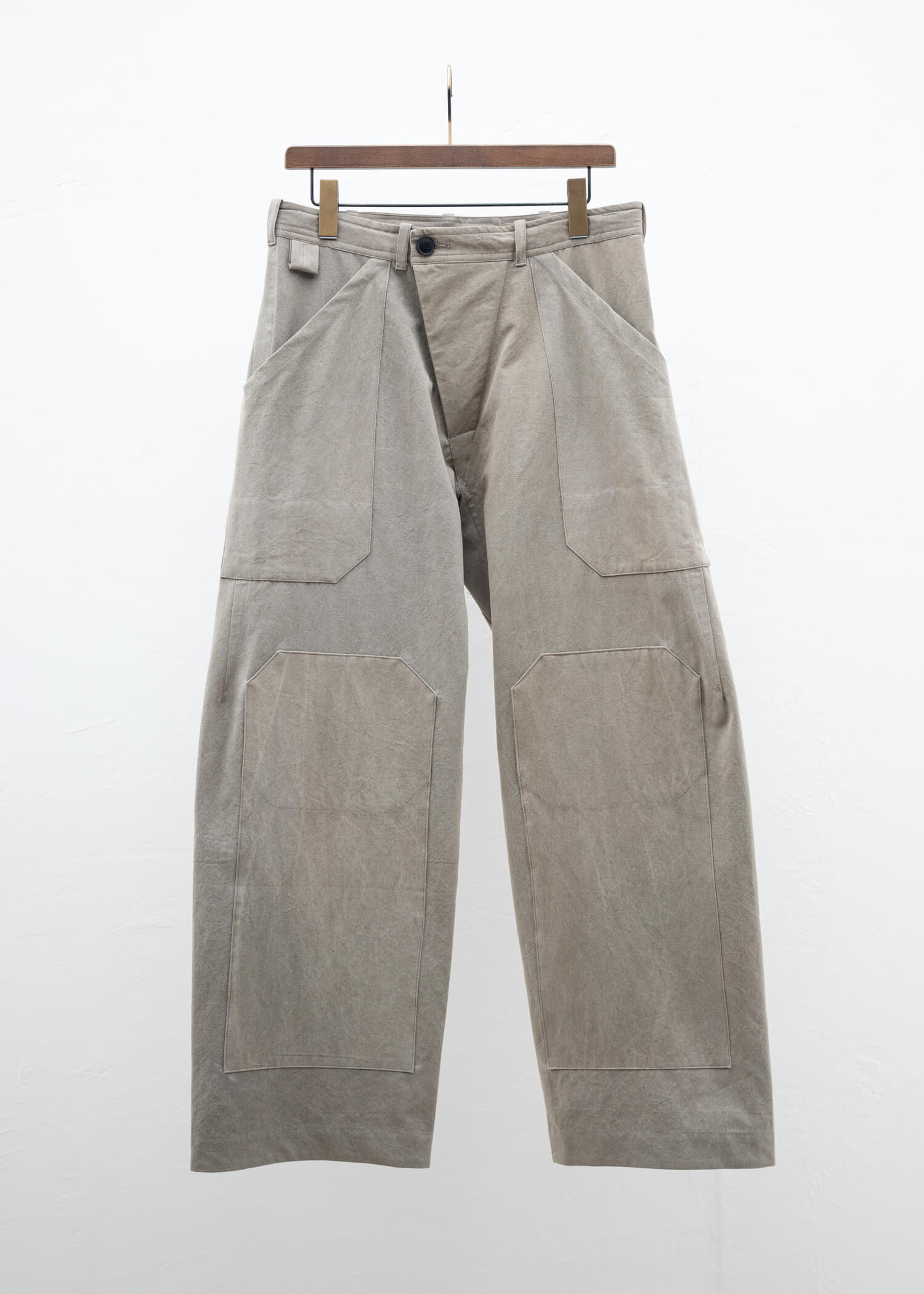 JAN-JAN VAN ESSCHE ""TROUSERS#75"" WORKWEAR STYLE TROUSERS COFFEE BINCHOTAN FINE CANVAS