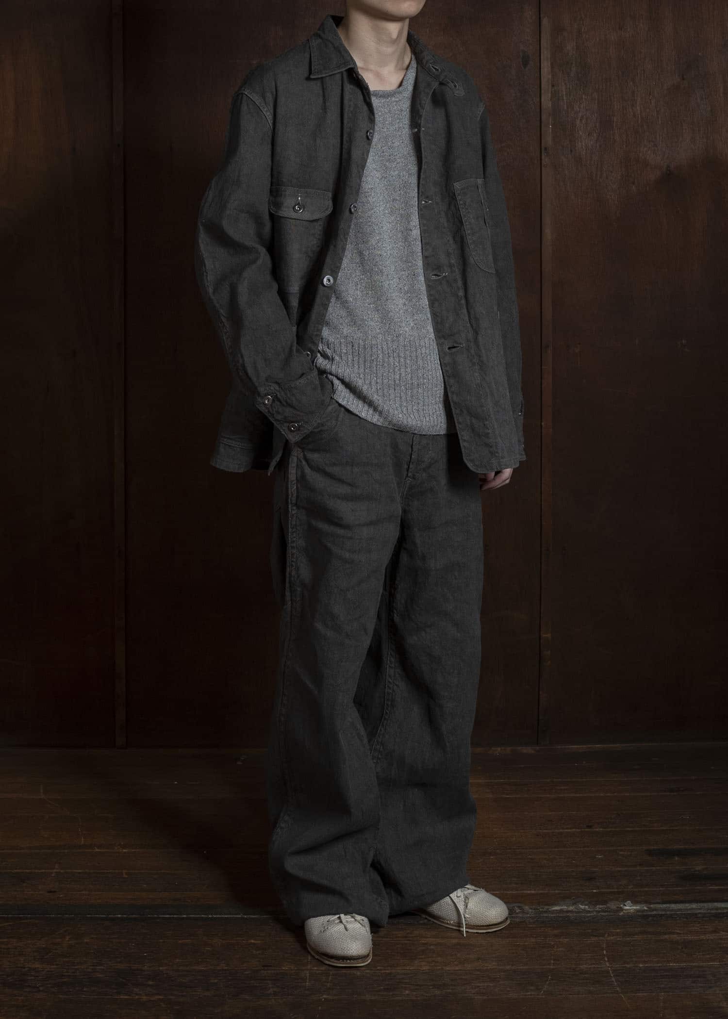 Taiga Takahashi Lot.222-Sumi Painter Pants with Buckle Sumi