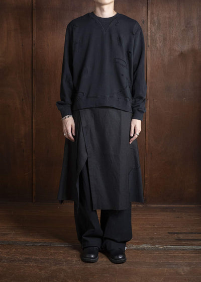 Professor.E DOUBLE V DESTROYED SWEATER BLACK 25FW-PE-TTL-01