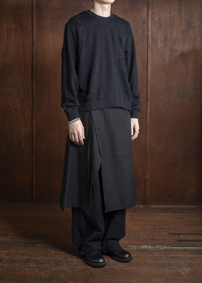 Professor.E DOUBLE V DESTROYED SWEATER BLACK 25FW-PE-TTL-01