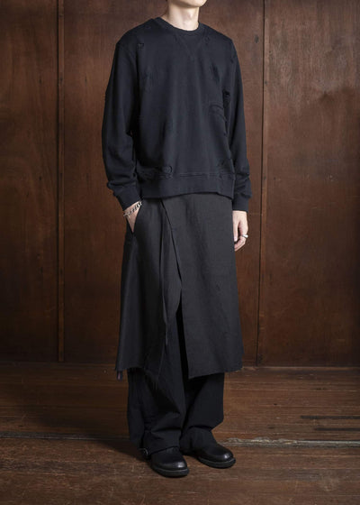 Professor.E DOUBLE V DESTROYED SWEATER BLACK 25FW-PE-TTL-01