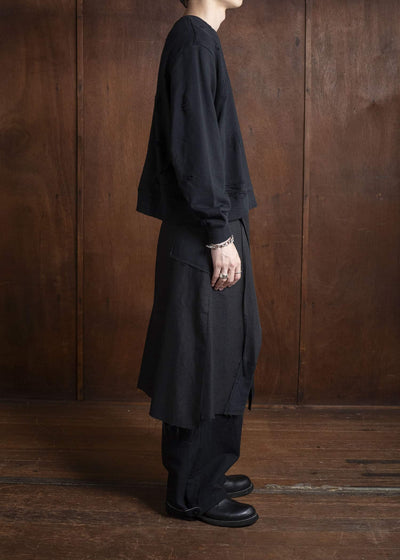 Professor.E DOUBLE V DESTROYED SWEATER BLACK 25FW-PE-TTL-01