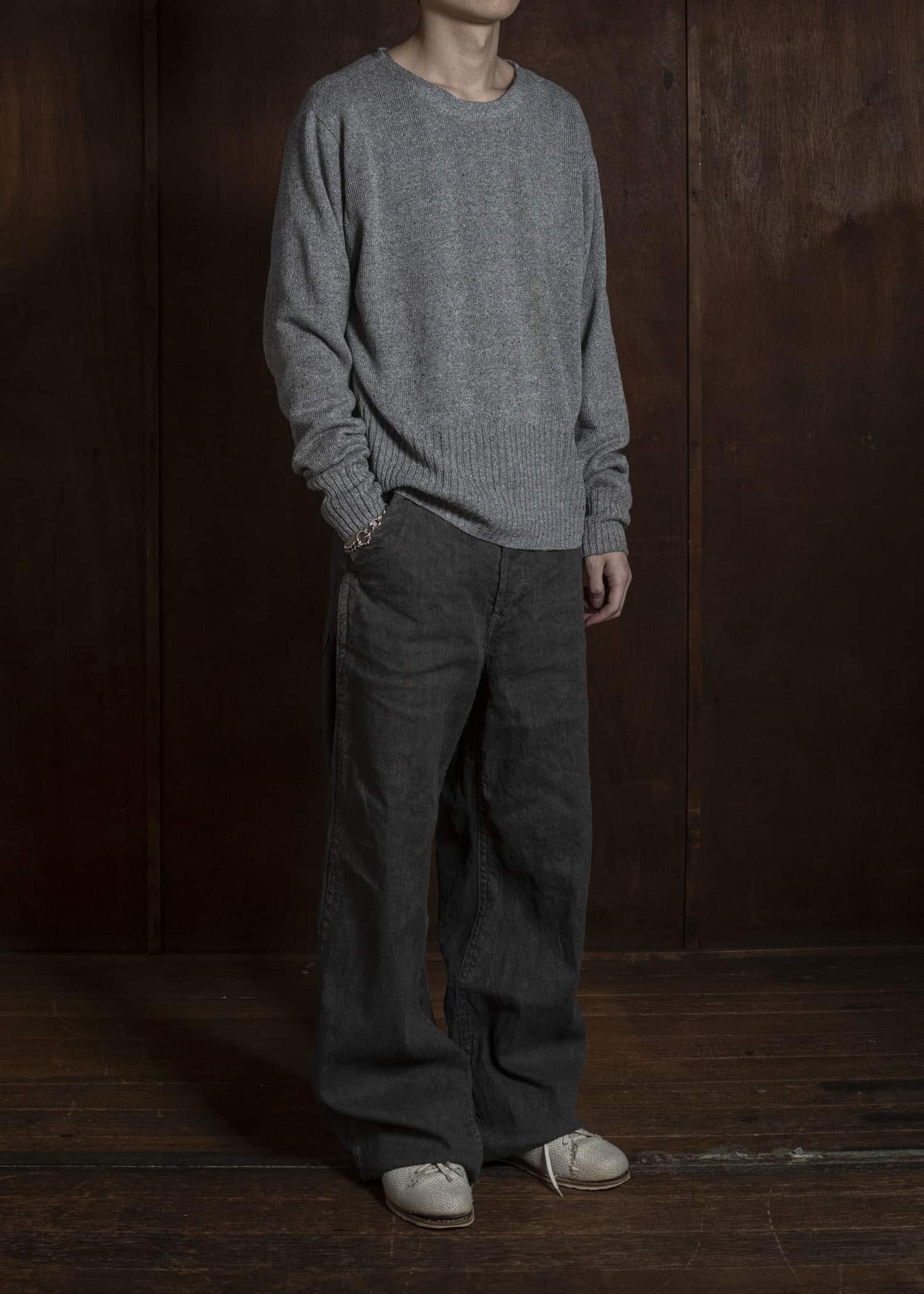 Taiga Takahashi Lot.502-Light Gray Varsity Letterman Sweater Light Gray