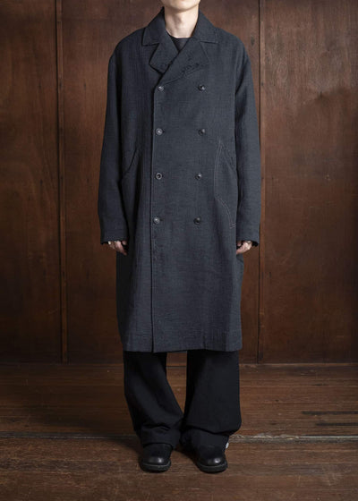 Professor.E SHEPERD DOUBLE BREASTED DISTRESSED COAT DARK GRAY 25FW-PE-LC-01