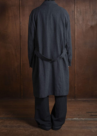 Professor.E SHEPERD DOUBLE BREASTED DISTRESSED COAT DARK GRAY 25FW-PE-LC-01