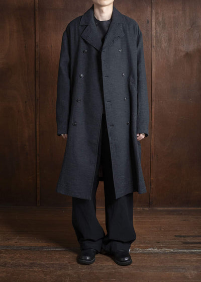 Professor.E SHEPERD DOUBLE BREASTED DISTRESSED COAT DARK GRAY 25FW-PE-LC-01