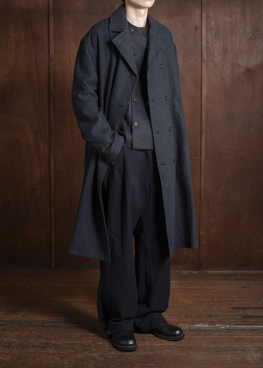 Professor.E DOUBLE BREASTED LINEN SHIRT BLACK 25FW-PE-LSH-02