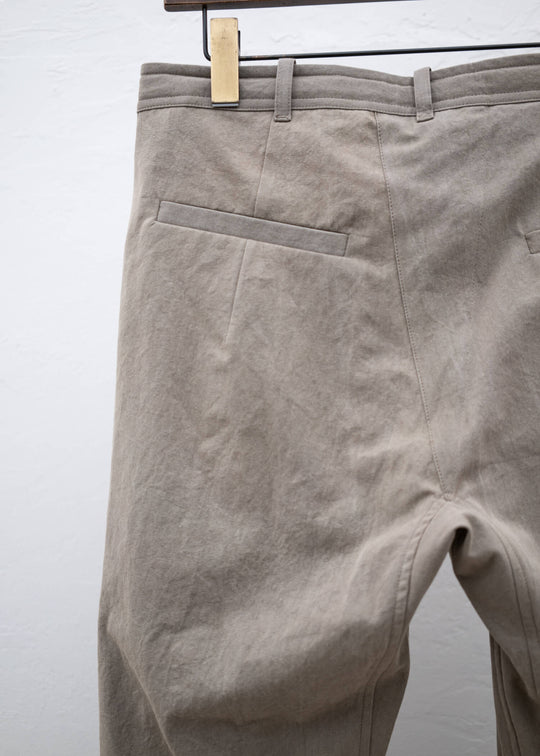JAN-JAN VAN ESSCHE ”TROUSERS#76” EXTRA WIDE PLEATED TROUSERS COFFEE BINCHOTAN FINE CANVAS