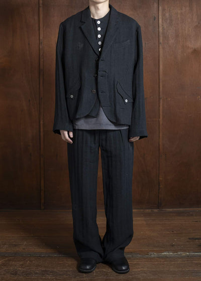 Professor.E 0222 / BLAZER 25SS-FM-JKT-01-FRAYED BLACK