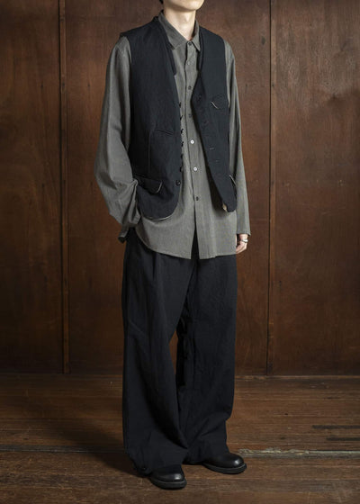 KLASICA 25F-GLT-B12 JEUNET - ax Square Shaped Loose Vest COAL BLACK