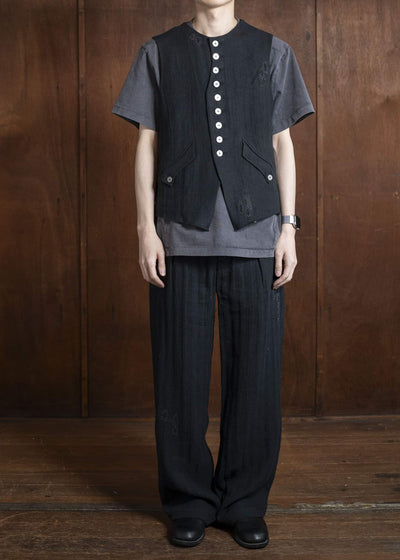 Professor.E 0222 /VEST 25SS-FM-VST-01-FRAYED BLACK