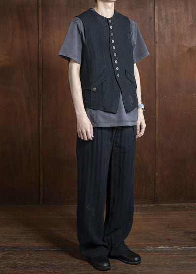 Professor.E 0222 /VEST 25SS-FM-VST-01-FRAYED BLACK