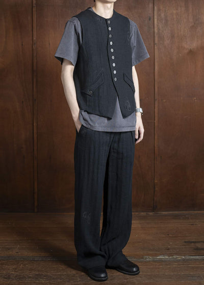 Professor.E 0222 /VEST 25SS-FM-VST-01-FRAYED BLACK