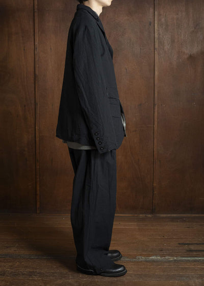 KLASICA 25F-TRS-B13 LINDBERG II - ax Side Tucked Wide Straight Trousers COAL BLACK