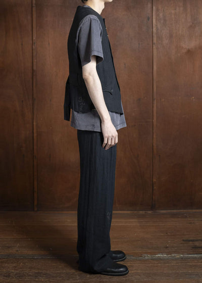 Professor.E 0222 /VEST 25SS-FM-VST-01-FRAYED BLACK