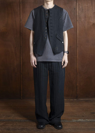 Professor.E 0222 /VEST 25SS-FM-VST-01-FRAYED BLACK
