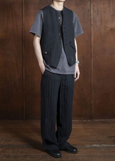 Professor.E 0222 /VEST 25SS-FM-VST-01-FRAYED BLACK