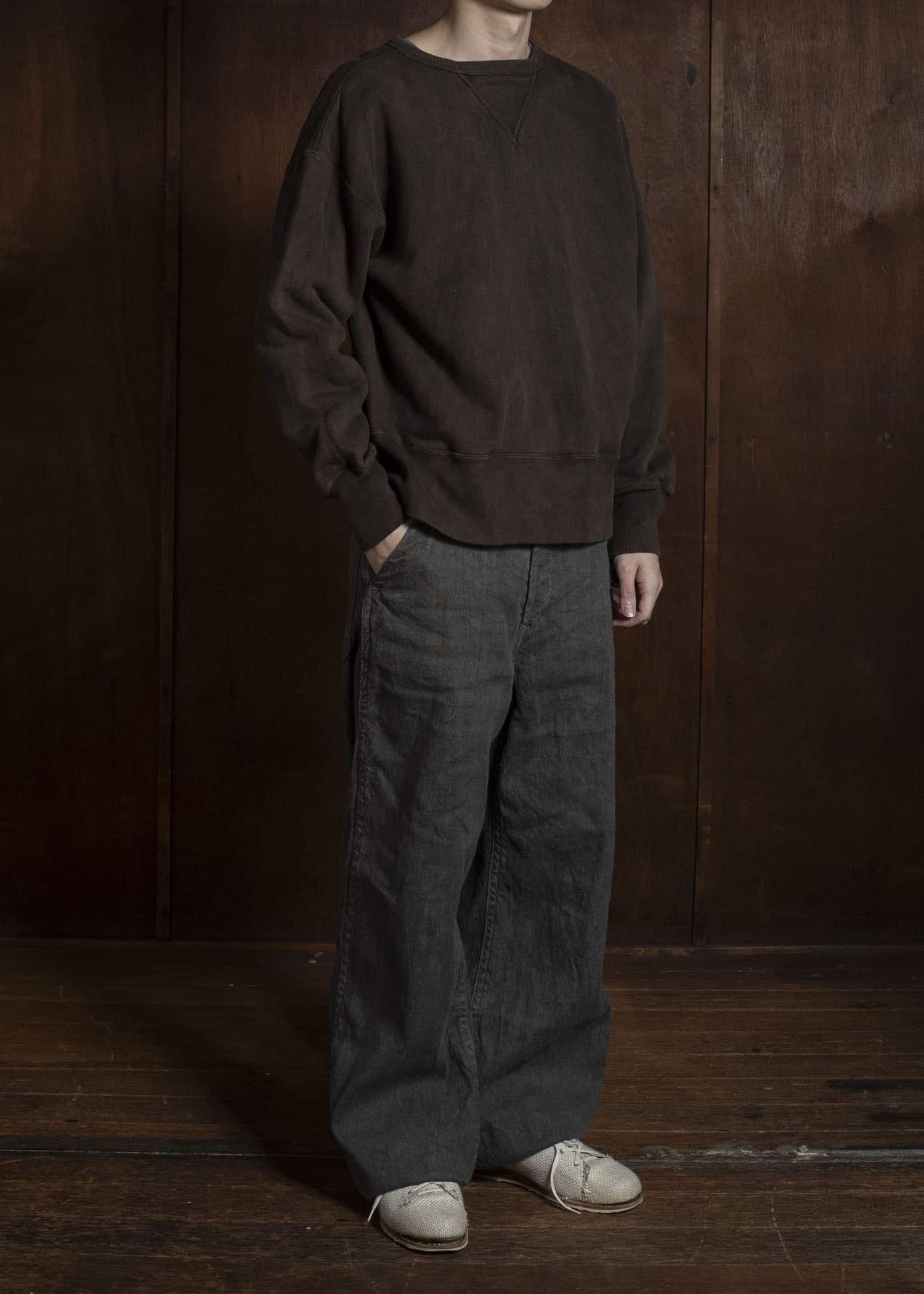 Taiga Takahashi Lot.603-Mud Dyed Brown Sweat Shirt Mud Dyed Brown