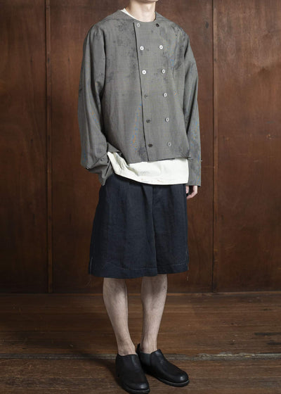 Professor.E DOUBLE-BREASTED COLLARLESS SHIRT 25SS-FM-LSH-01-TAINTED CHECK