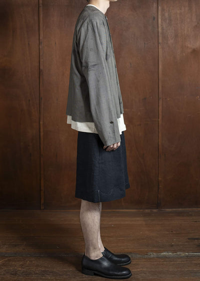 Professor.E DOUBLE-BREASTED COLLARLESS SHIRT 25SS-FM-LSH-01-TAINTED CHECK